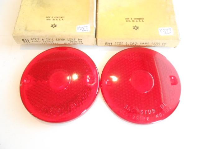 1942 - 1959 ford truck pair stop & tail lamp lens nors