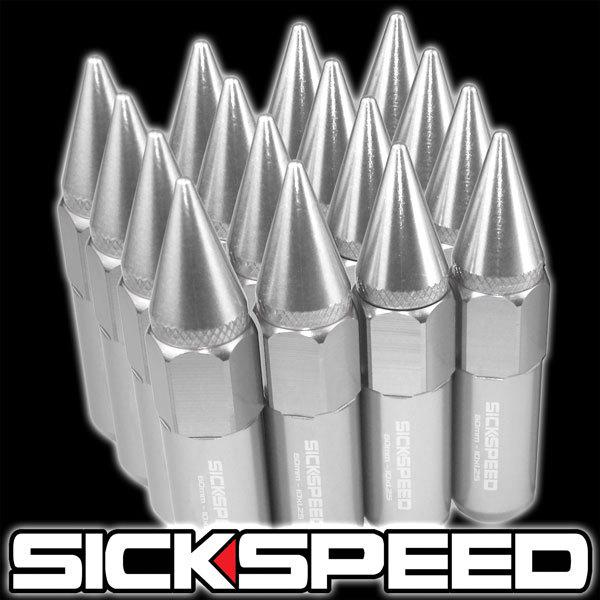 16 polished spiked 60mm  aluminum extended tuner lug nuts wheel 10x1.25 e