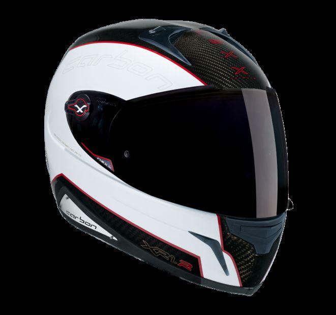 Nexx xr1r carbon helmet white / red - extra large ( clear  - fastshot visor)