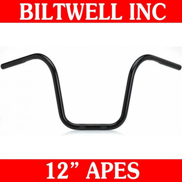 Biltwell inc black dimpled 12" ape hangers handlebars harley sportster bobber