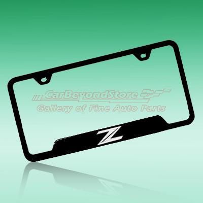Nissan 370z z logo black stainless steel license plate frame, lifetime warranty