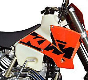 Ktm 525 exc mxc sx oversize gas tank 2003 fuel cell uses stock shrouds oem valve