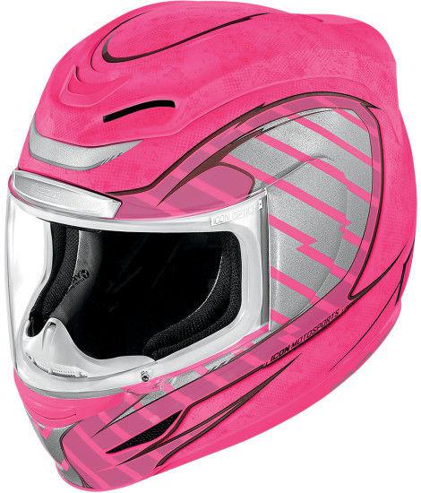Icon airmada volare reflective hi viz pink motorcycle helmet xl extra large