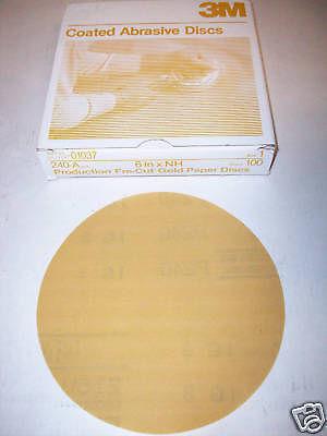 3m # 01037 - gold free cut - 6" discs - 240a grit-100 discs - new