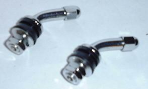 Honda cb tire valve 1 pair 1 1/4 chrome 45% bend inner mount,.453 rim size  