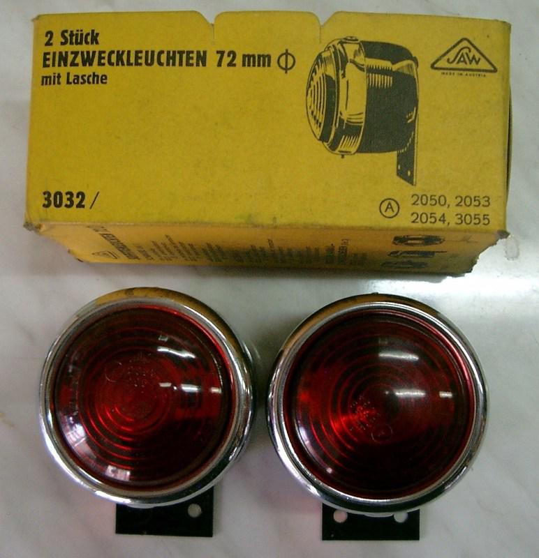 Nos two (2) universal vintage tail lights 72 mm for classic cars & motorcycles