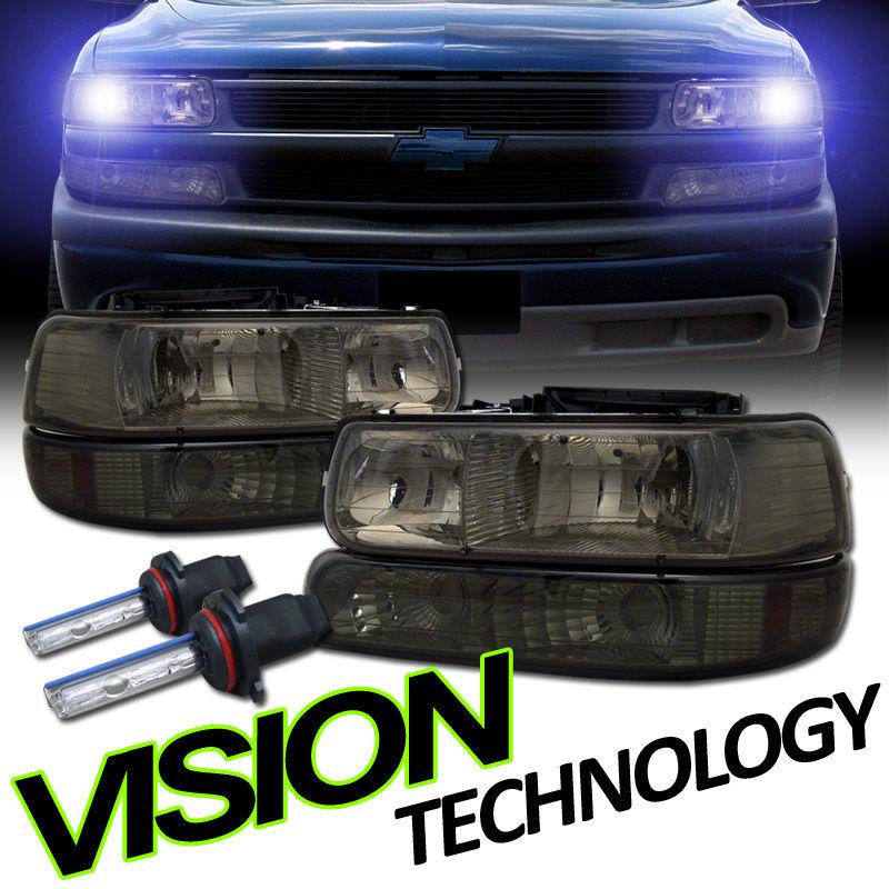 Hid kit 99-02 silverado 00-06 suburban/tahoe smoke lens headlights+bumper lights