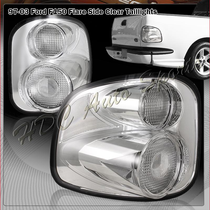 1997-2003 ford f-150 flareside chrome housing rear brake tail light lamps