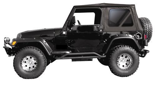 1997-2006 jeep wrangler replacement black daimond soft top 3 rear tinted windows