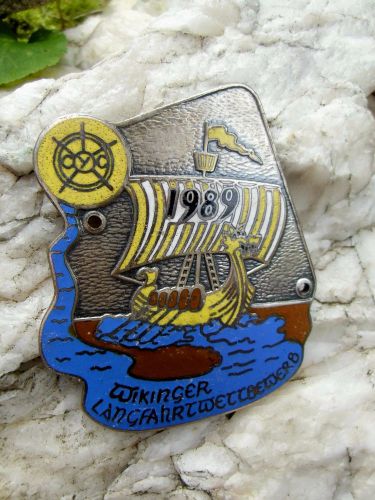 Rare viking boat race enamel badge made by adam donner wuppertal