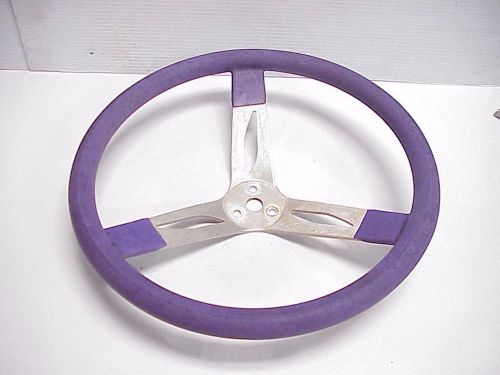 Purple 3 spoke 14&#034; aluminum steering wheel imca ump demo derby wissota ratrod