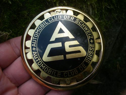 Vintage acs - automobile club suisse switzerland schweiz enamel car badge