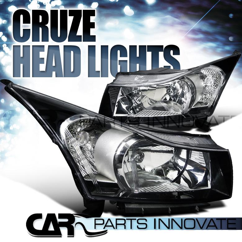 Chevy 11-13 cruze black clear crystal headlights head lamps