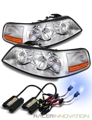 8000k xenon hid/for 05-11 lincoln town car halogen type chrome crystal headlight