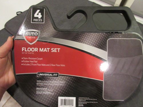 Auto floor mats for car -carpet w/ heelpad medium gray set front &amp; rear new