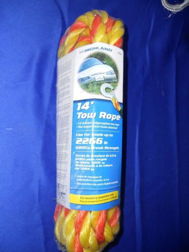 Highland 14&#039; tow rope 91616 hooks included  braided polypropylene  a0202