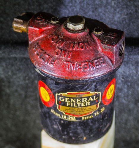 Vintage the general oil filter canister model 1a-25a / red &amp; black / novi, mich.