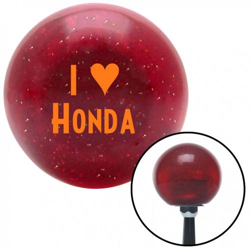 Orange i &lt;3 honda red metal flake shift knob with 16mm x 1.5 insertoe black