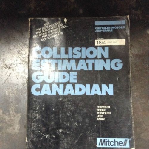 Collision estimating guide canadian : chrysler, jeep, eagl