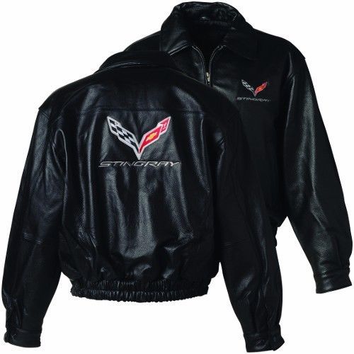 (men&#039;s) chevrolet c7 stingray corvette leather bomber jacket - sizes s - xl