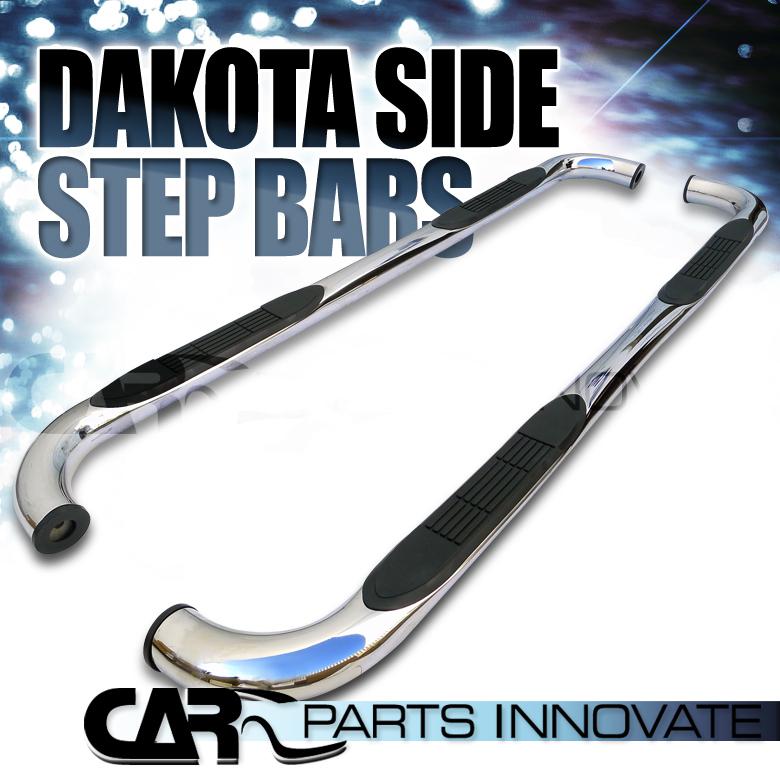 2000-2004 dodge dakota quad cab 3" polished stainless steel side step nerf bars