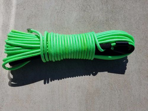 7/16&#034; x 100&#039; green synthetic winch line cable rope30000+ lbs with rock guard