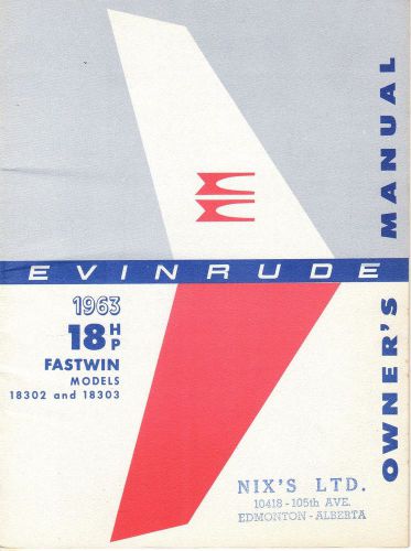 1963 evinrude 18 hp fastwin outboard owners manual p/n 205096 (563)