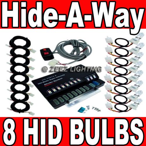 160w 8 hid bulb white hide-a-way emergency hazard warning flash strobe light c15