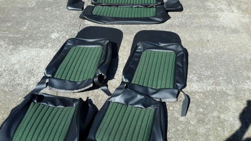 Early ford bronco new upholstery f &amp; r seat covers black w/ green houndstooth