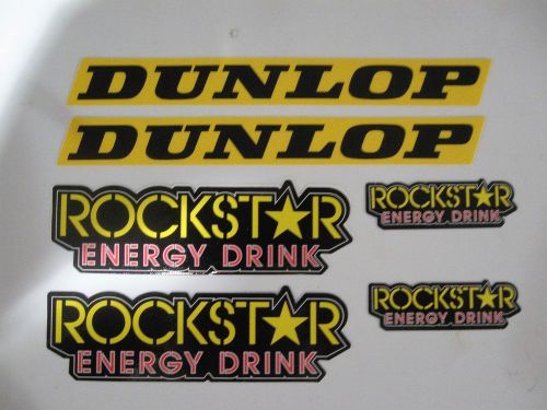 Dunlop &amp; rockstar energy honda suzuki yamaha swingarm bike stickers decals