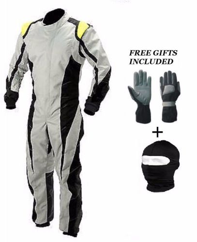 Cik/fia kart racing level 2 suit, go kart overall wht/blk/ylw with free gifts
