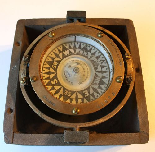 Vintage marine 4 1/4 inch dory compass by e.s. ritchie &amp; sons, boston usa