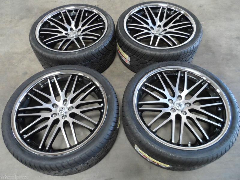 22" lexani cvx44 wheels w/ tires! machined face-black windows w/ polsihed lip