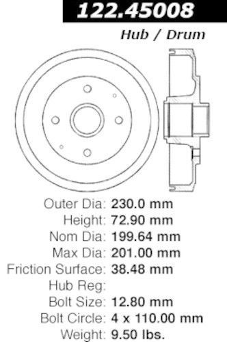 Centric parts 122.45008 rear brake drum