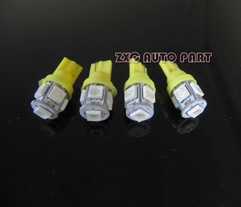 4x amber t10 5smd 5050 side marker bulbs light w5w car led wedge lamps yellow 