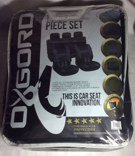 New oxgord 17 piece blue and black car seat covers