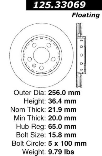 Centric parts 125.33069 rear premium brake rotor