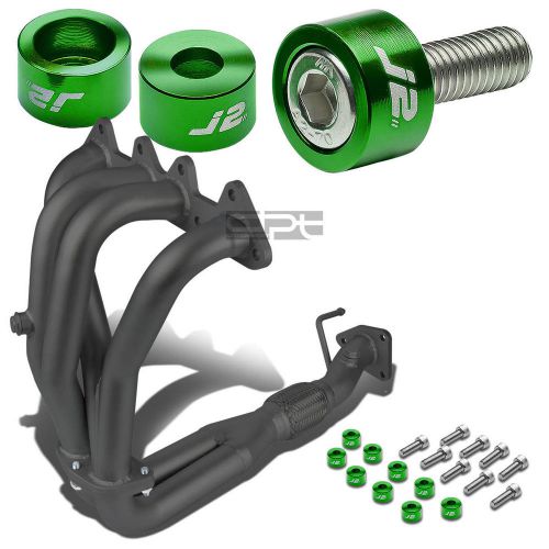 J2 for 98-02 accord f23 black exhaust manifold header+green washer bolts