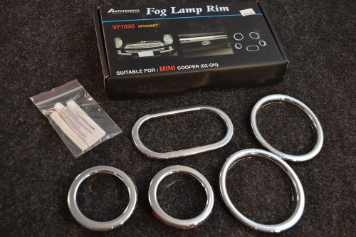 Mini cooper chrome fog lamp rim kit in box 5 pcs set 971030 2002-on s turn light