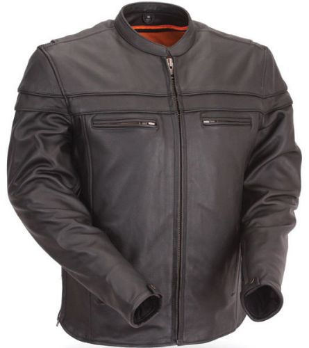 Mens premium leather jacket harley davidson style by first mfg