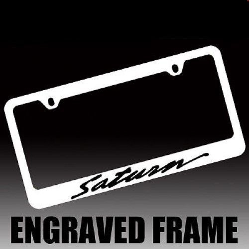 Saturn *saturn* genuine engraved chrome license plate frame tag holder *script*