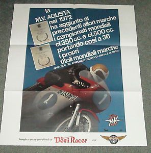 Domi racer distributors 2001 ~ 1972 mv agusta gp ~ poster with advertisement