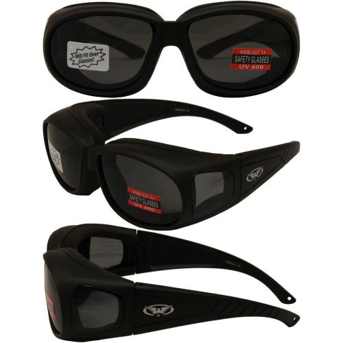Motorcycle sunglasses fits over rx glasses smoke padded