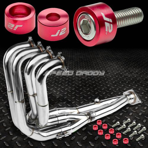 J2 for integra dc2 b18 exhaust manifold tri-y header+red washer cup bolts