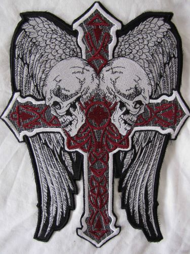 Large eagle wings of death cross motorcycle biker embroidered sew badge patch