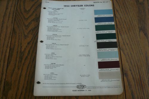 1953 chrysler imperial dupont duco delux color chip paint sample