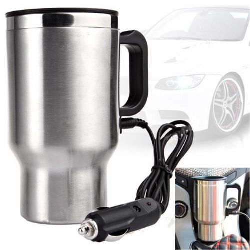 Car 12v adapter electric heated stainless steel mug hot coffee drink travel cup