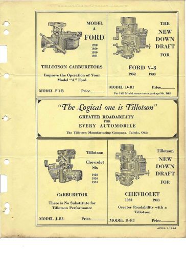 Tillotson carburetors manual 1926 - 1935 pdf free ship