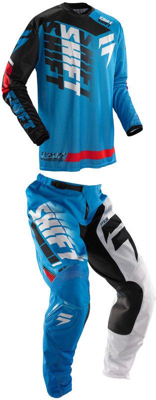 Shift strike glory blue kit glove jersey & pant combo motocross mx 2014