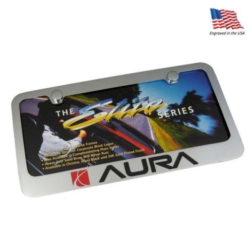 Saturn aura chrome license plate frame - brand new!